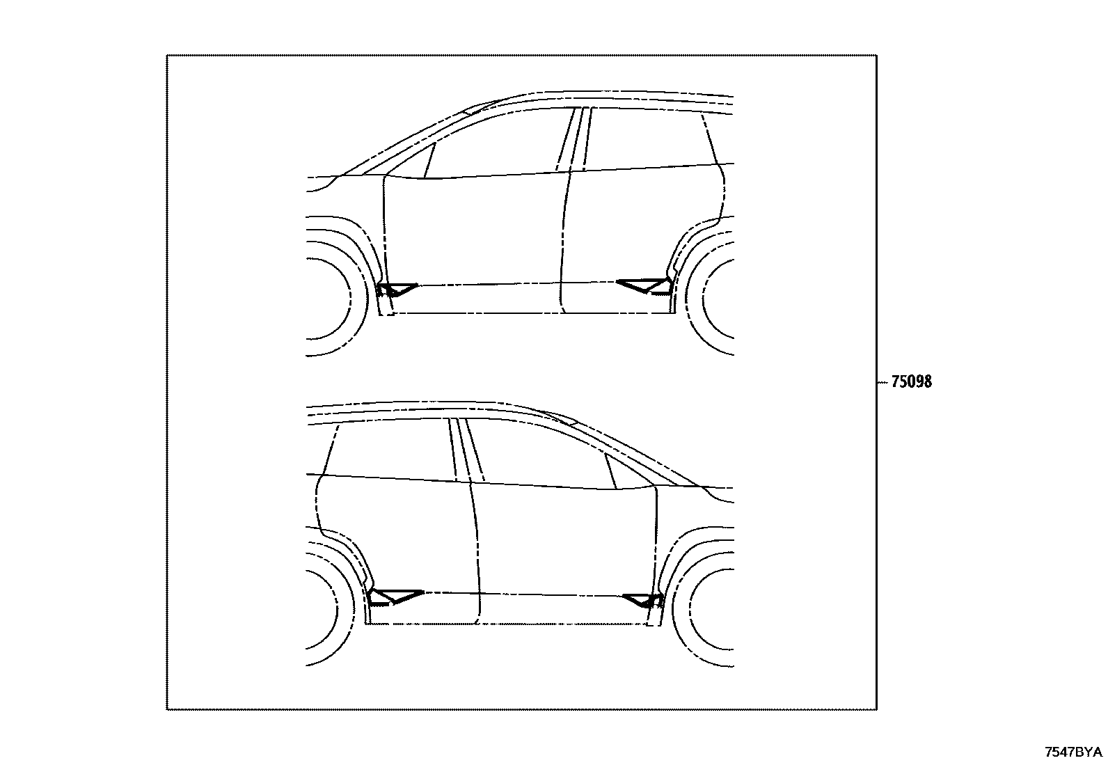 Toyota COROLLA 车身镶条 EPC diagram — 7547BYA