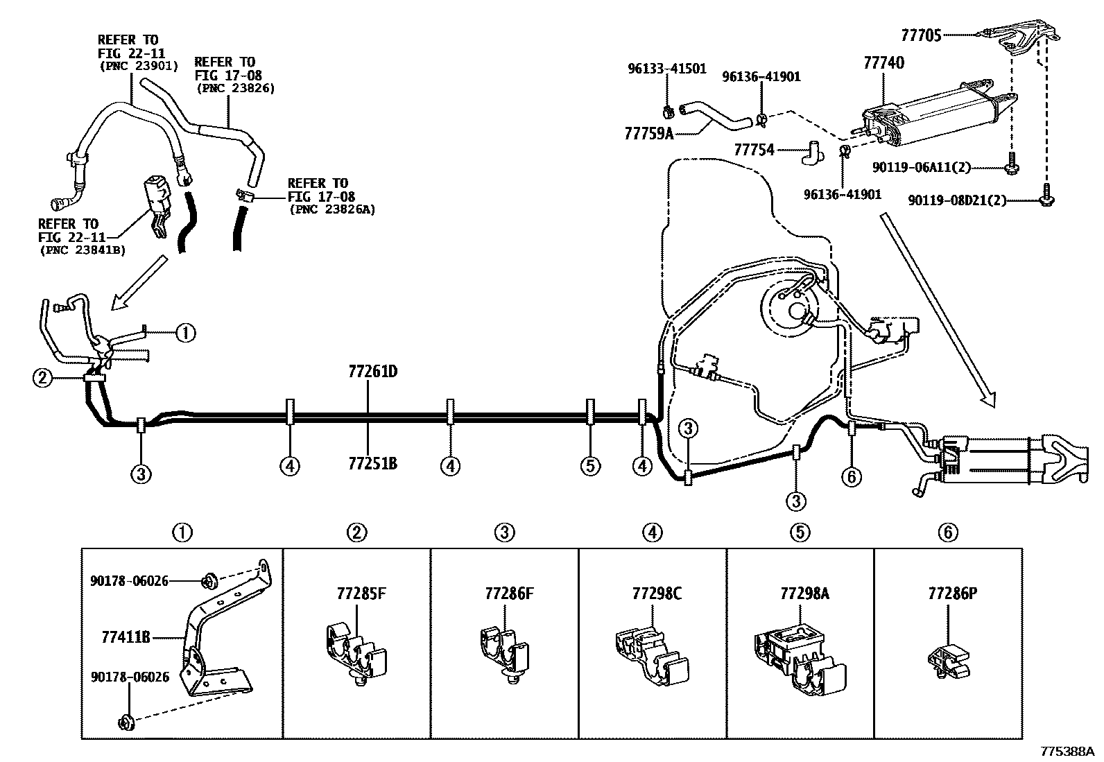 Toyota COROLLA 燃油箱和燃油管 EPC diagram — 775388A
