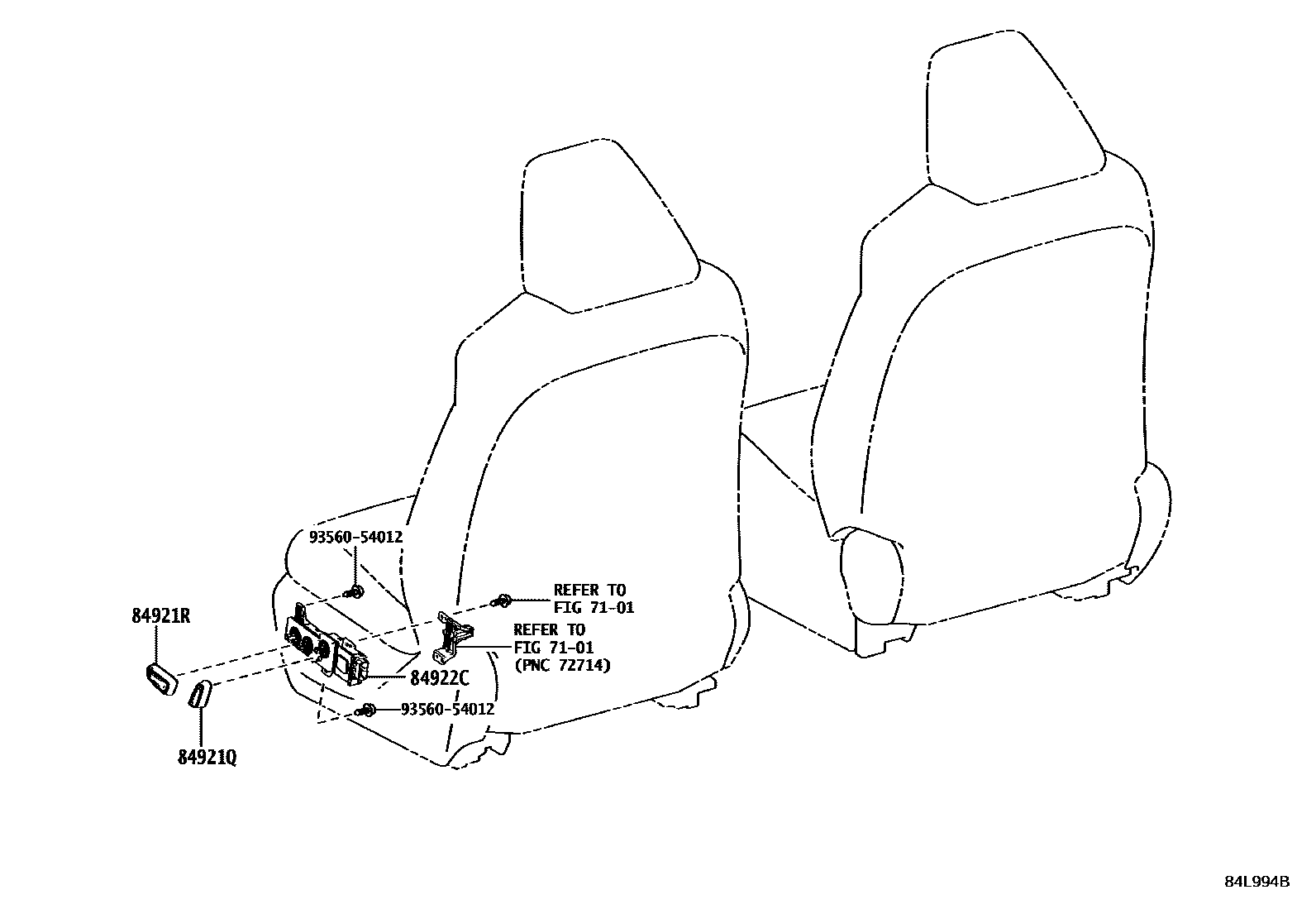 Toyota COROLLA 开关和继电器和ECU EPC diagram — 84L994B