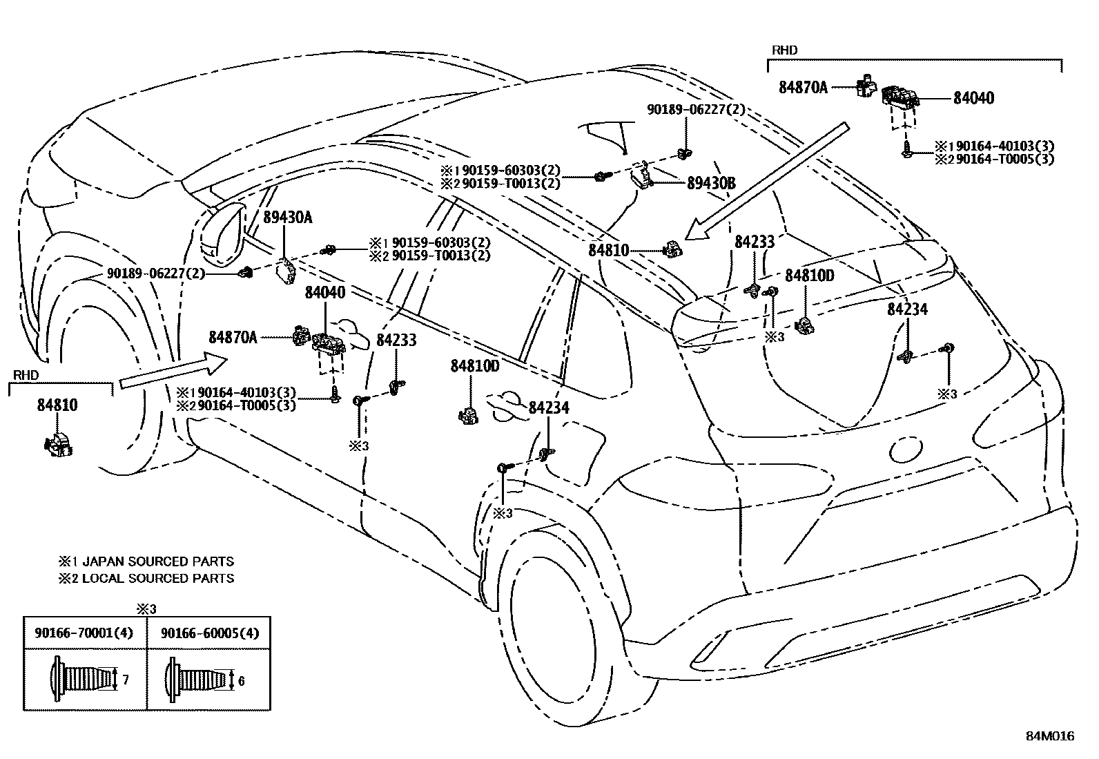 Toyota COROLLA 开关和继电器和ECU EPC diagram — 84M016