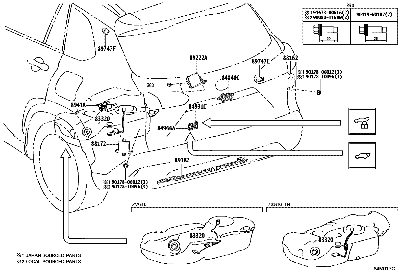 Toyota COROLLA 开关和继电器和ECU EPC diagram — 84M017C