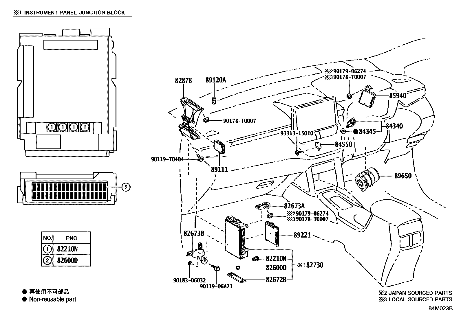 Toyota COROLLA 开关和继电器和ECU EPC diagram — 84M023B