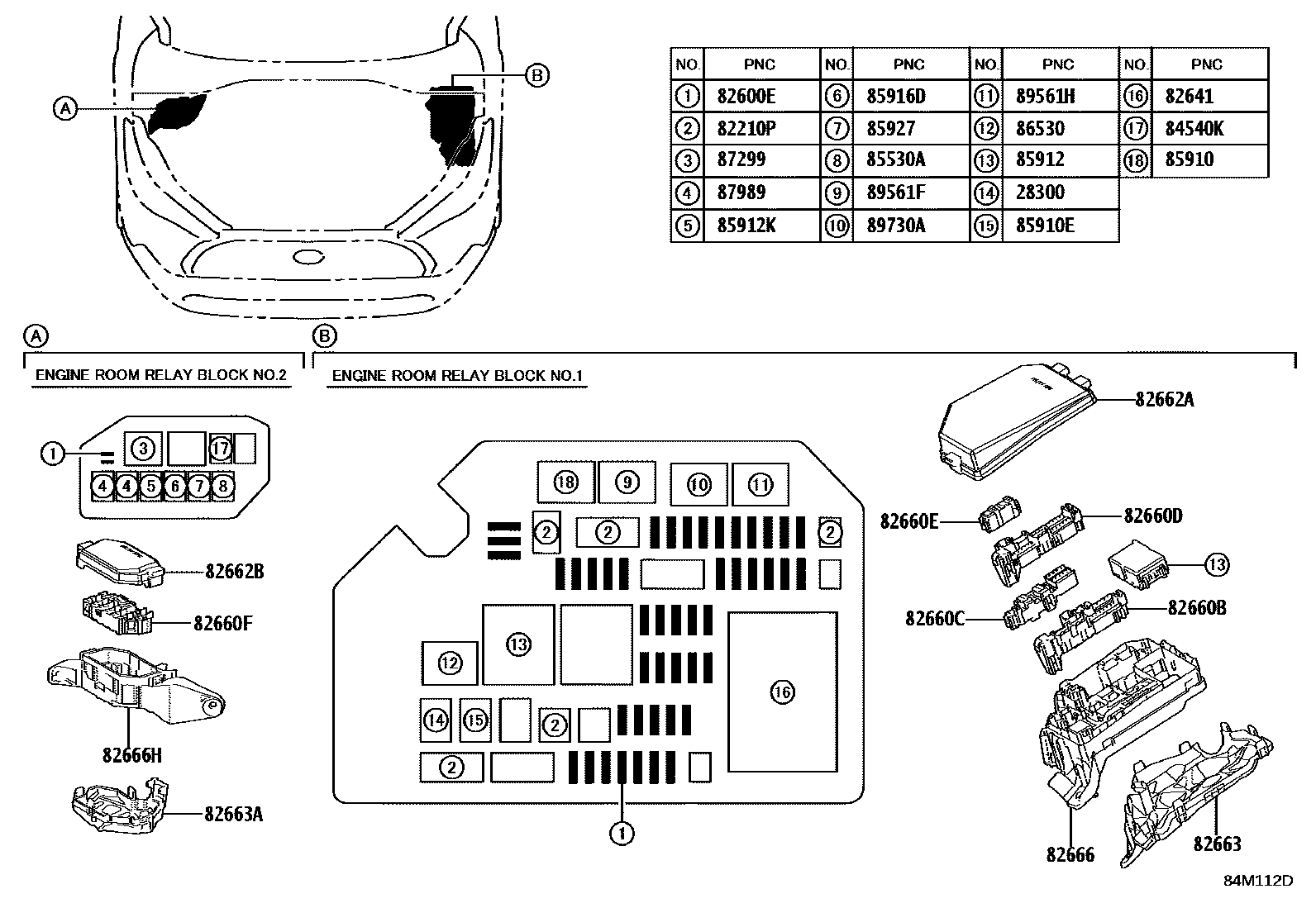Toyota COROLLA 开关和继电器和ECU EPC diagram — 84M112D