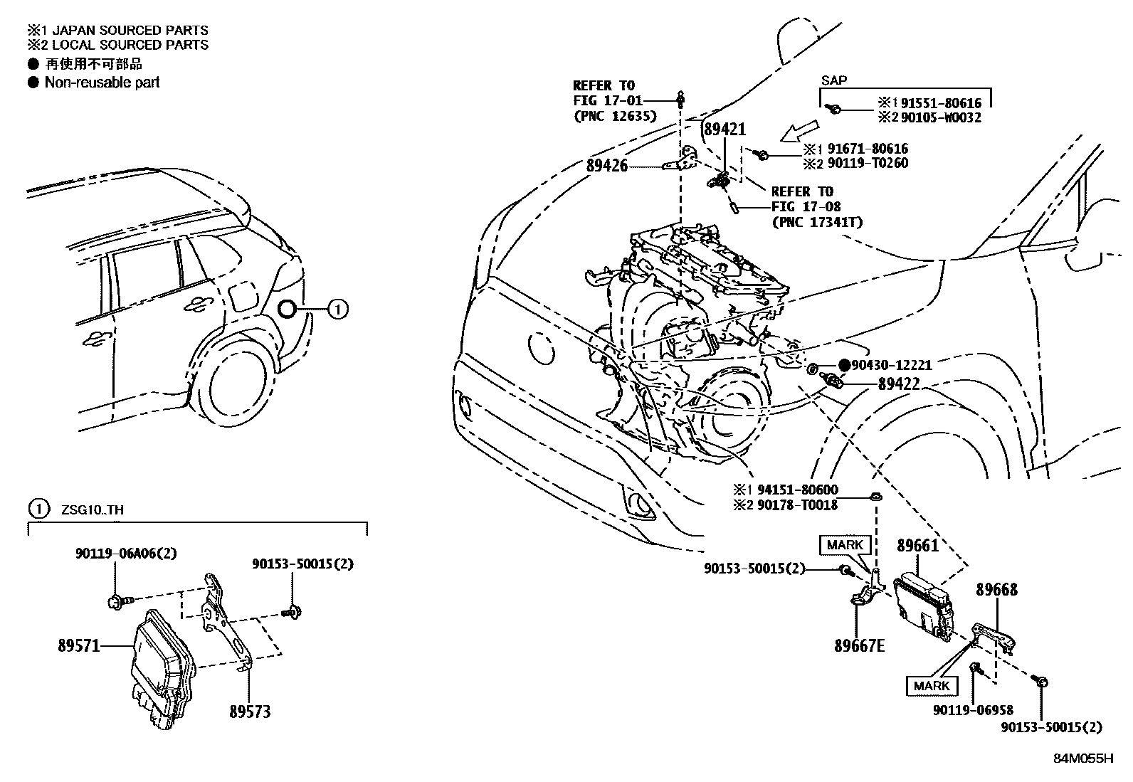 Toyota COROLLA 电子燃油喷射系统 EPC diagram — 84M055H