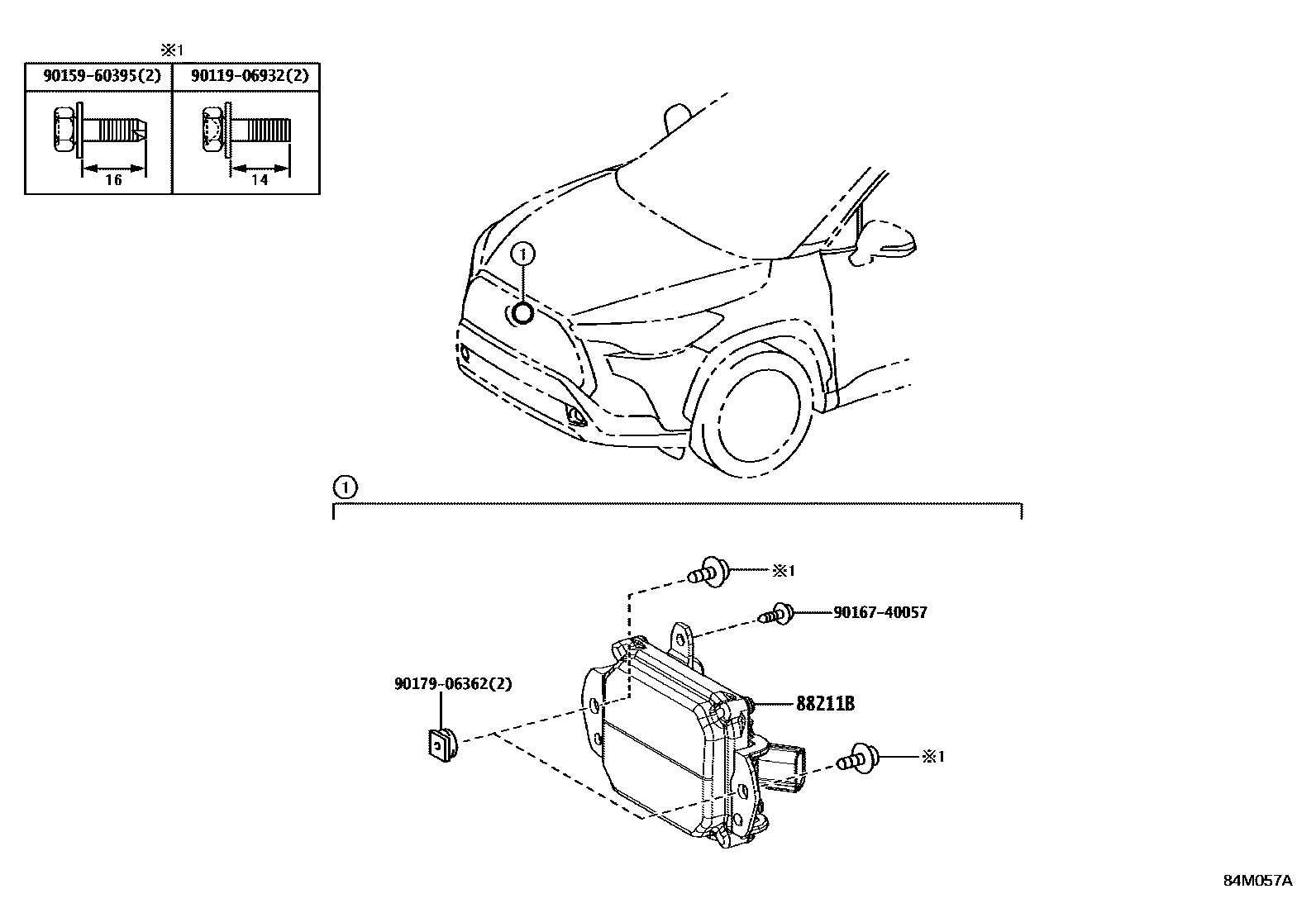 Toyota COROLLA 巡航控制(自动行驶) EPC diagram — 84M057A