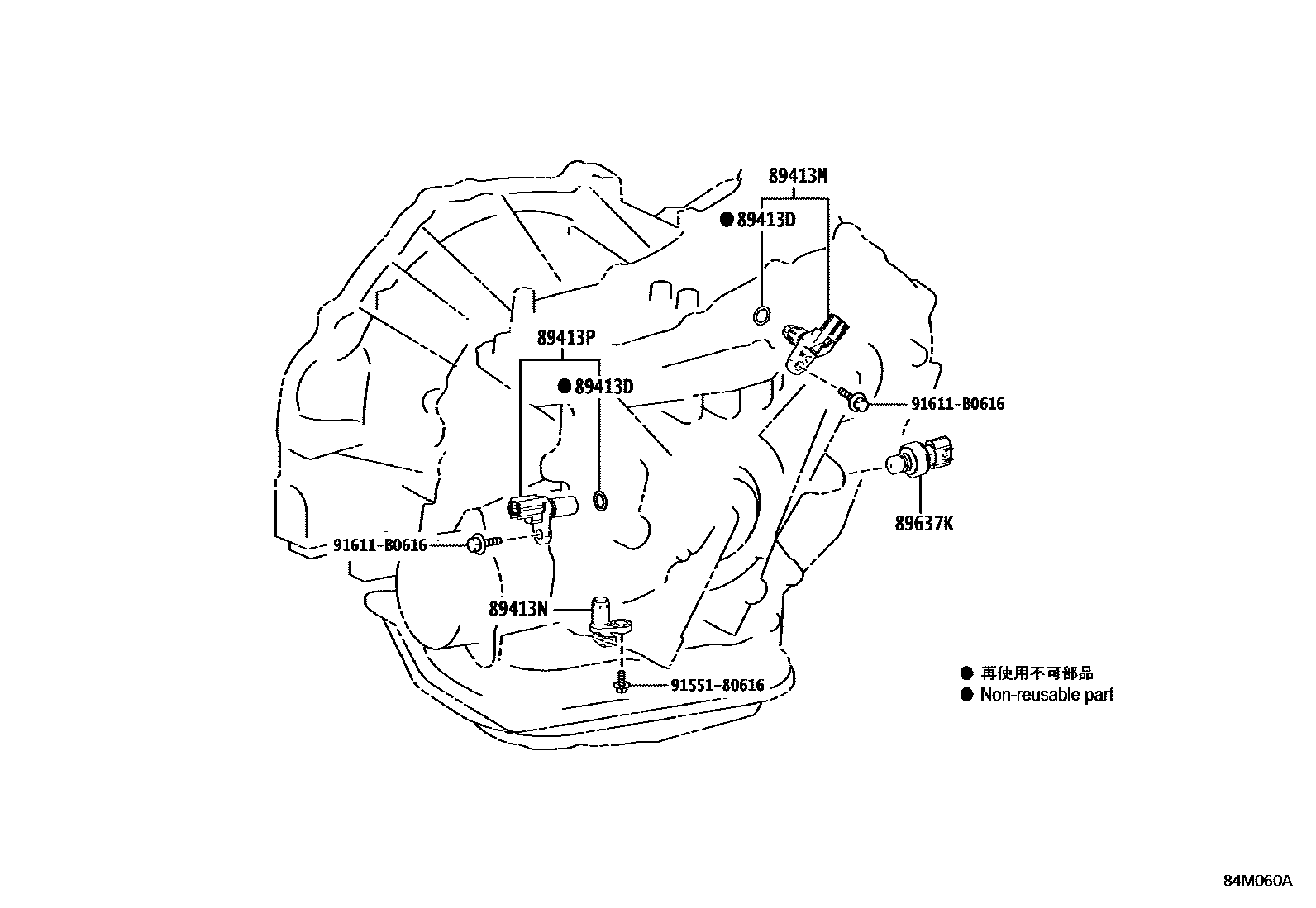 Toyota COROLLA 超速档和电子控制变速器 EPC diagram — 84M060A