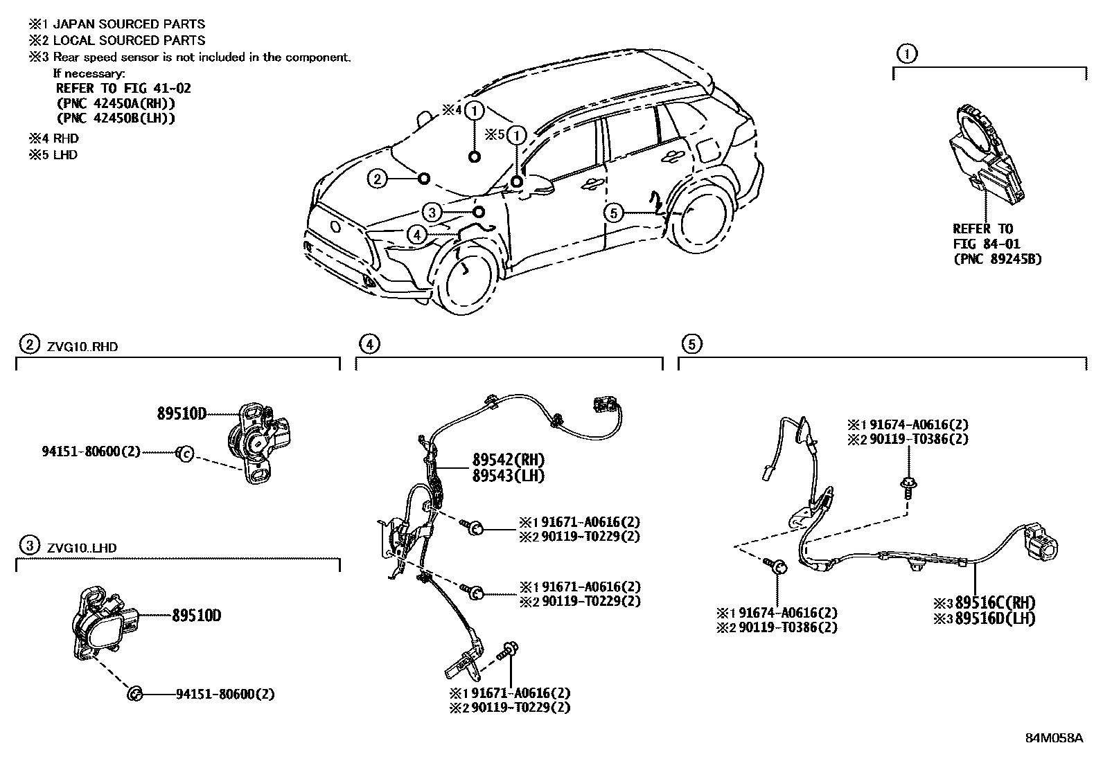 Toyota COROLLA ABS 和 VSC EPC diagram — 84M058A