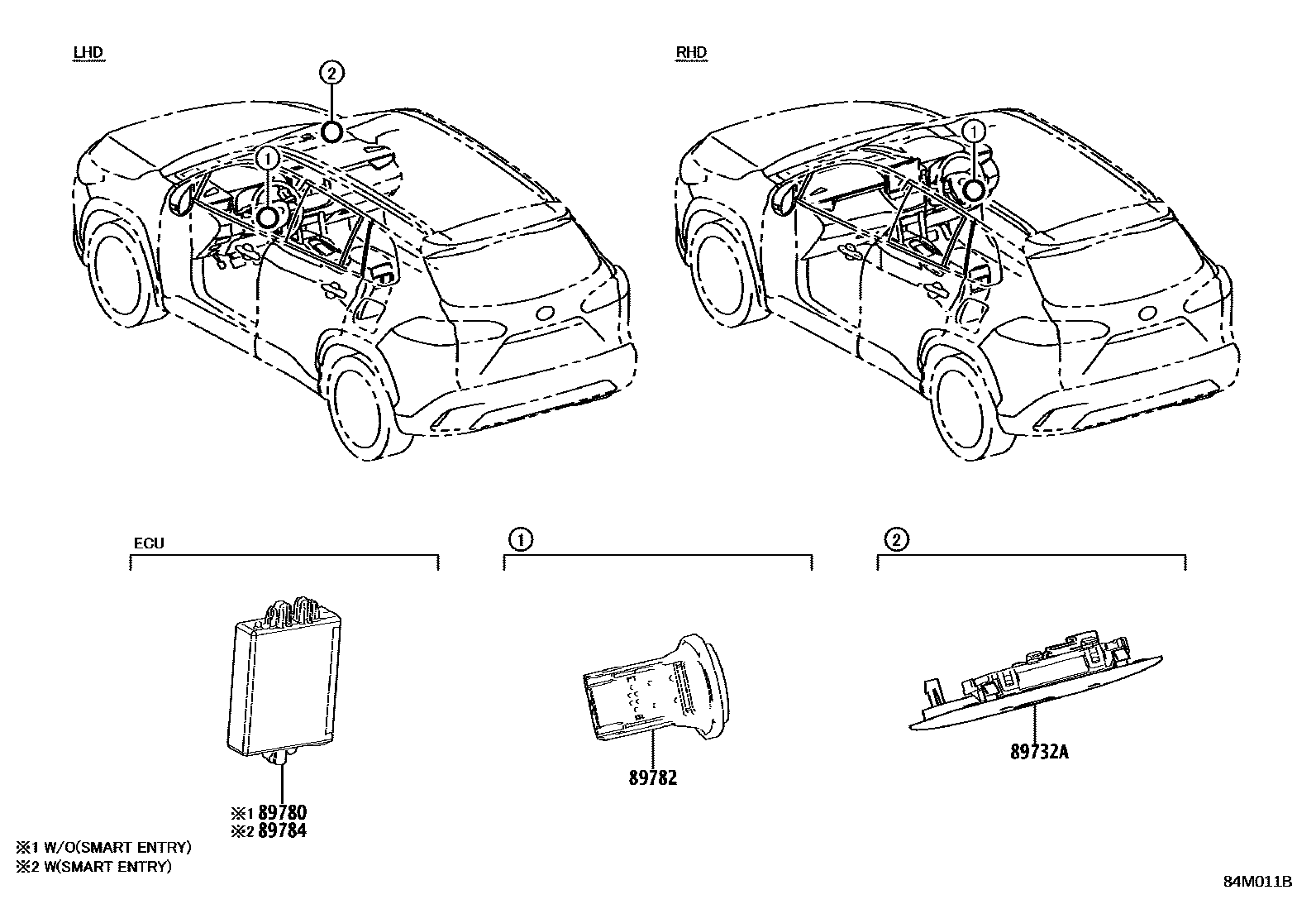 Toyota COROLLA 防盗装置 EPC diagram — 84M011B