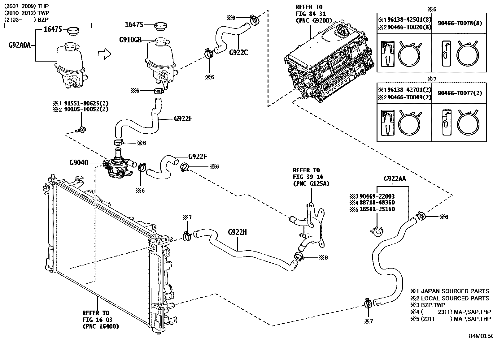 Toyota COROLLA 逆变器冷却系统 EPC diagram — 84M015G