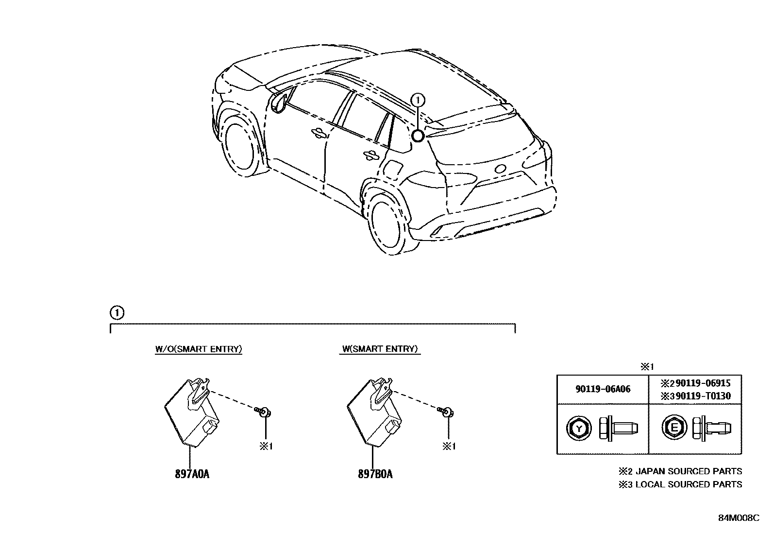Toyota COROLLA 轮胎压力警告系统 EPC diagram — 84M008C