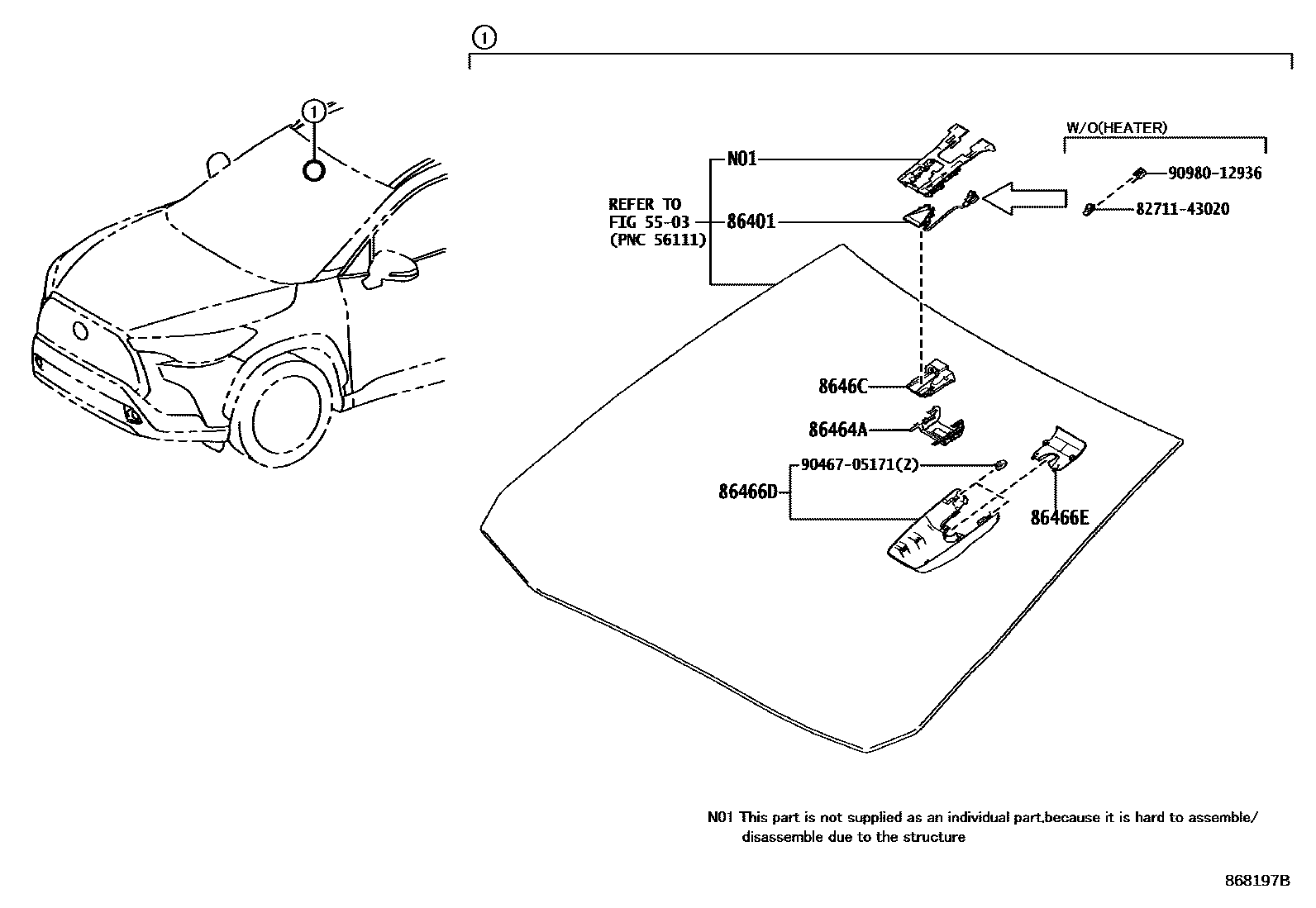 Toyota COROLLA 预碰撞安全系统 EPC diagram — 868197B