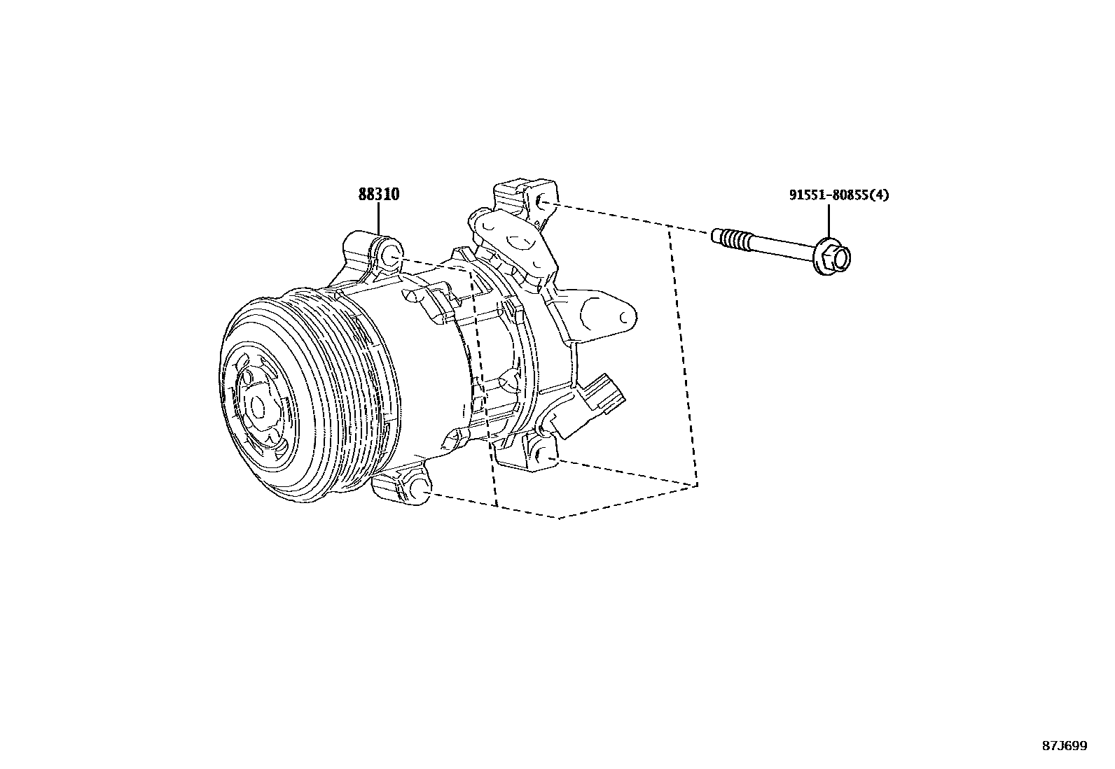 Toyota COROLLA Heating & Air Conditioning - Compressor EPC diagram — 87J699
