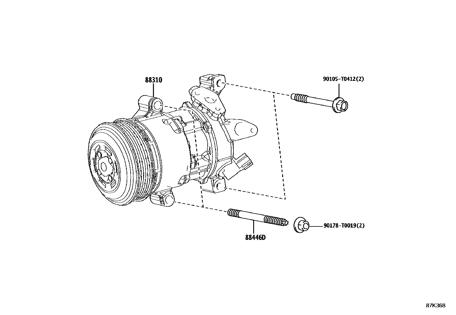 Toyota COROLLA Heating & Air Conditioning - Compressor EPC diagram — 87K368