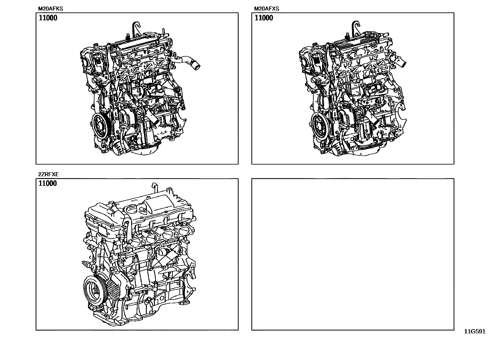 Toyota COROLLA Partial Engine Assembly EPC diagram — 11G591