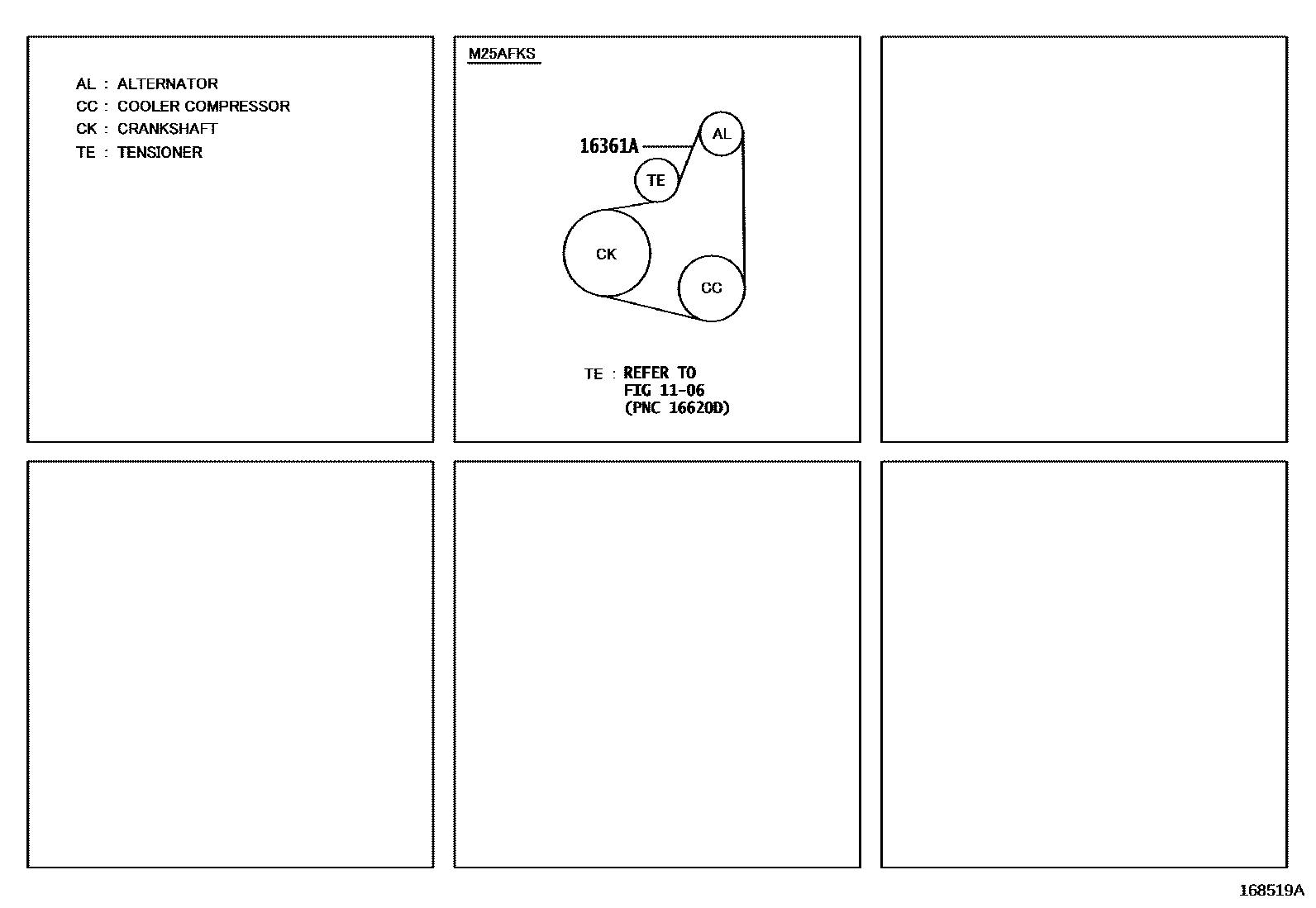 Toyota COROLLA V-Belt EPC diagram — 168519A