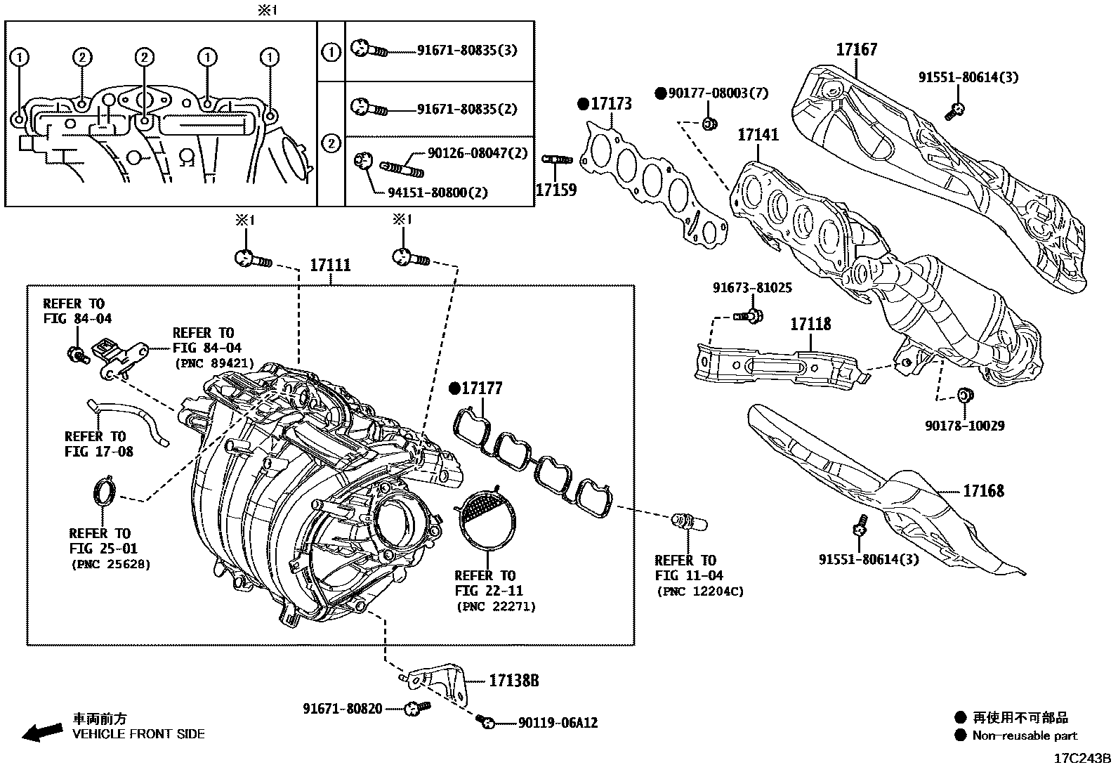 Toyota COROLLA Manifold EPC diagram — 17C243B