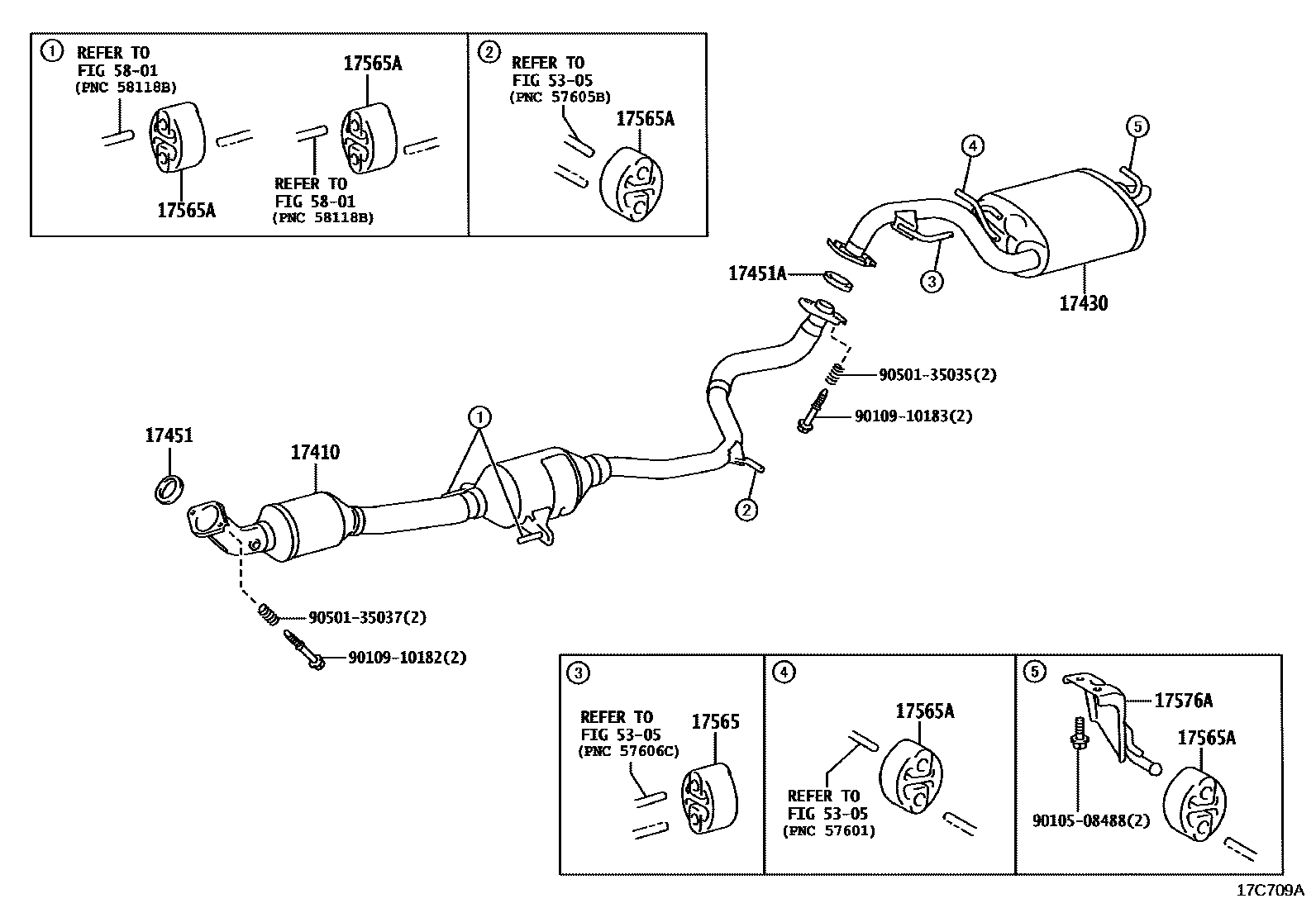 Toyota COROLLA Exhaust Pipe EPC diagram — 17C709A