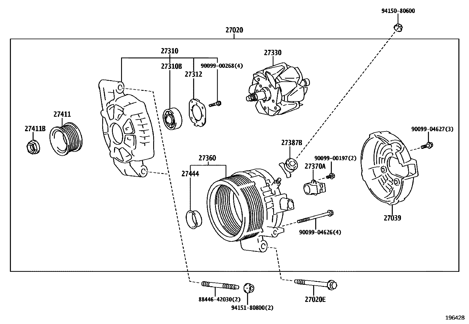 Toyota COROLLA Alternator EPC diagram — 196428