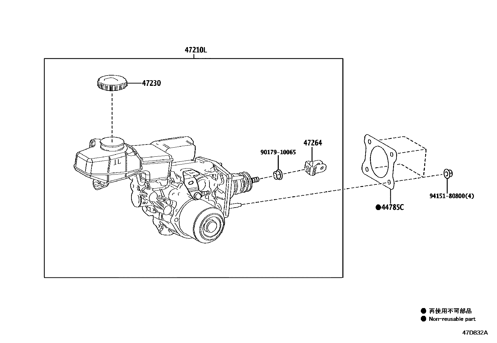 Toyota COROLLA 制动总泵 EPC diagram — 47D832A