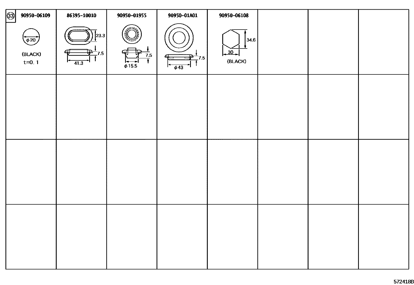Toyota COROLLA hole plug EPC diagram — 572418B