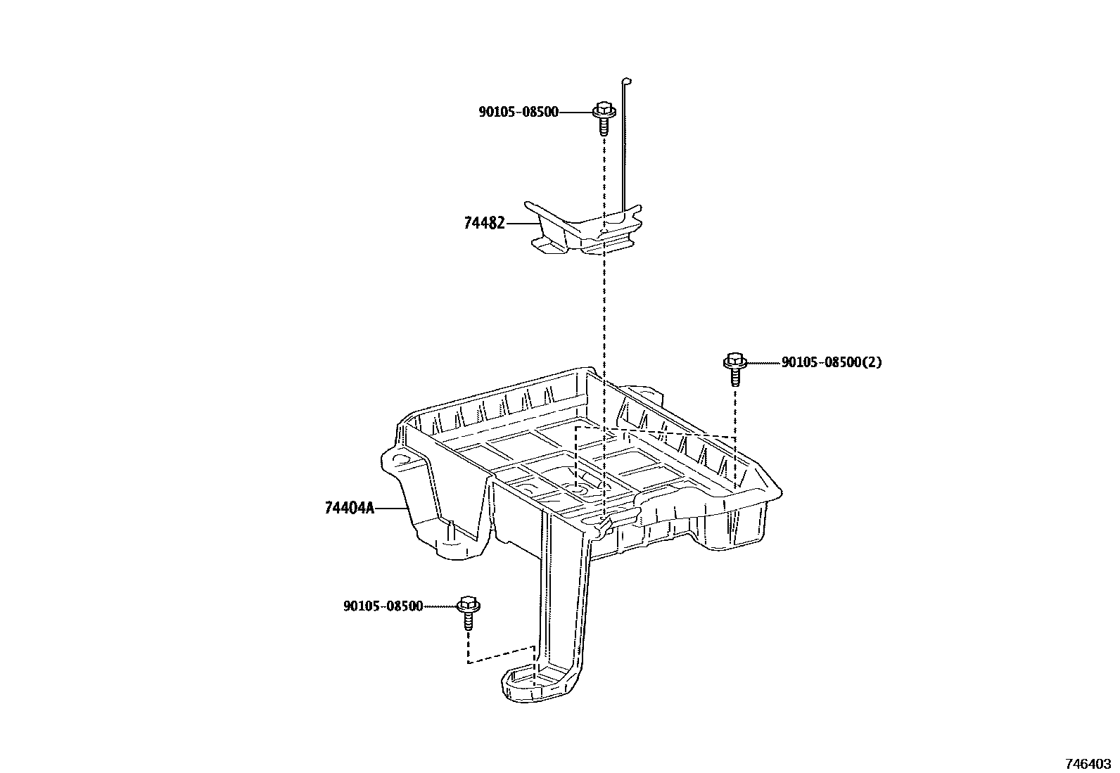 Toyota COROLLA battery holder EPC diagram — 746403