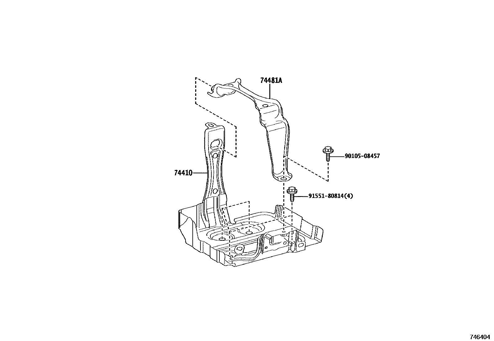 Toyota COROLLA battery holder EPC diagram — 746404