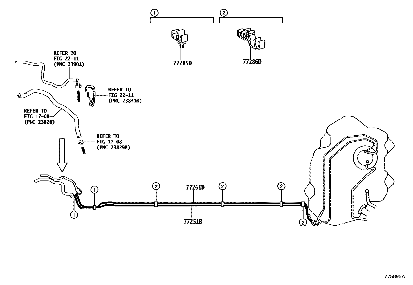 Toyota COROLLA 燃油箱和燃油管 EPC diagram — 775895A