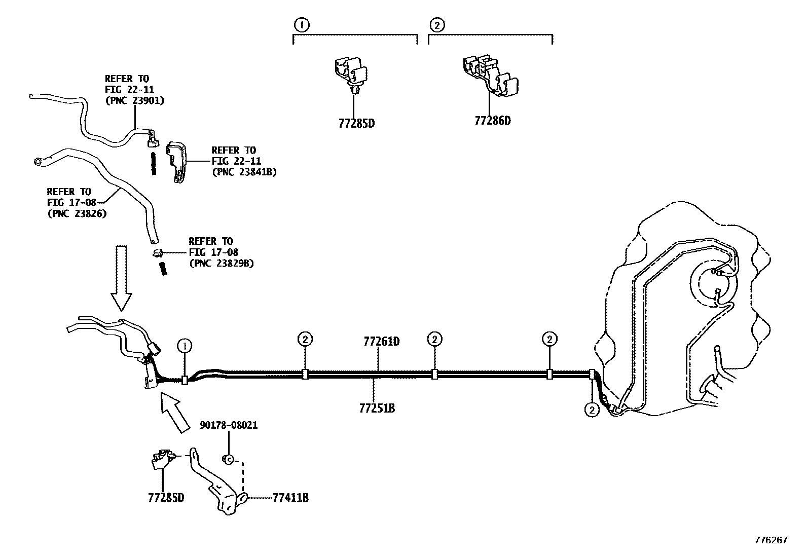Toyota COROLLA 燃油箱和燃油管 EPC diagram — 776267