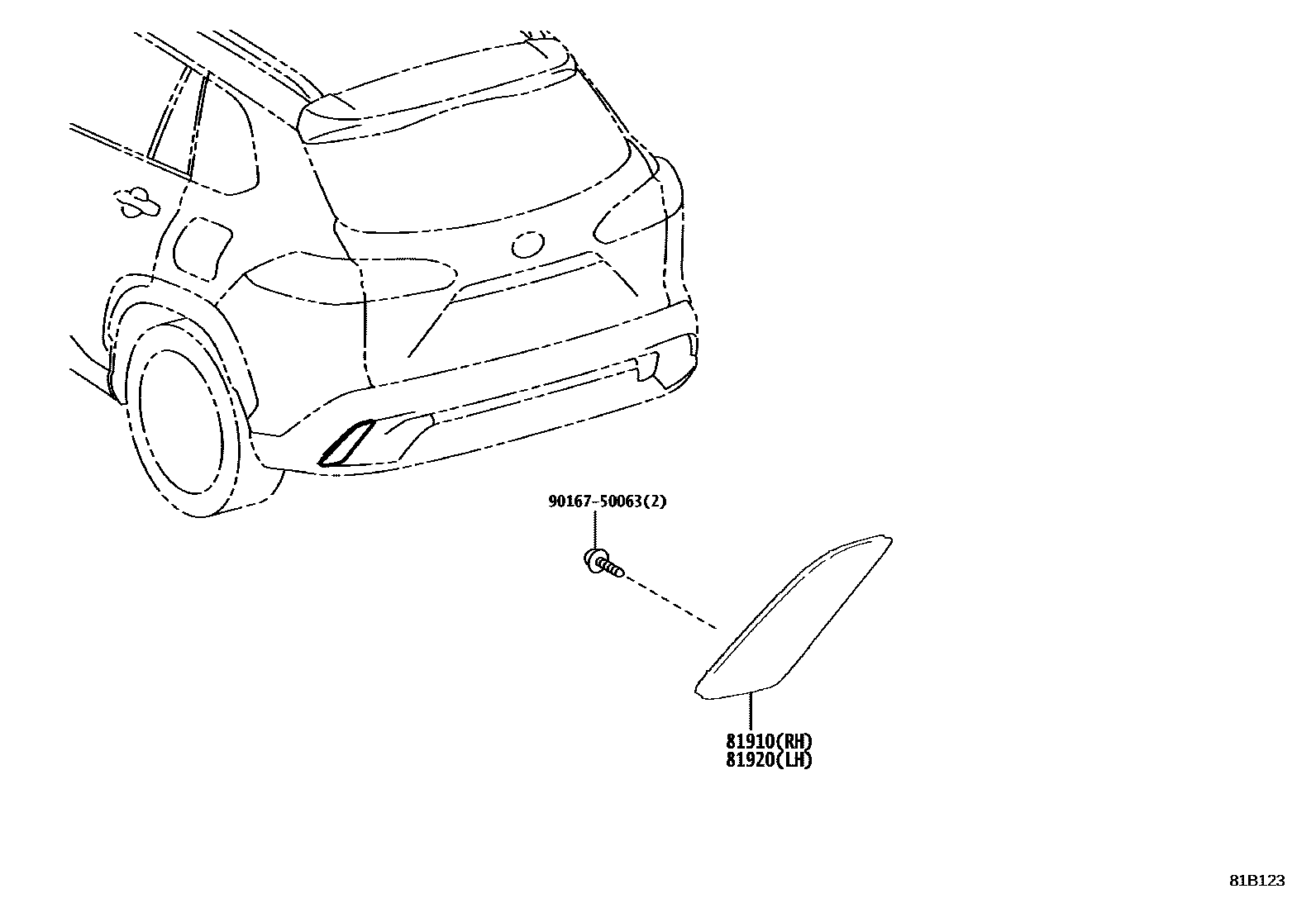 Toyota COROLLA reflector EPC diagram — 81B123