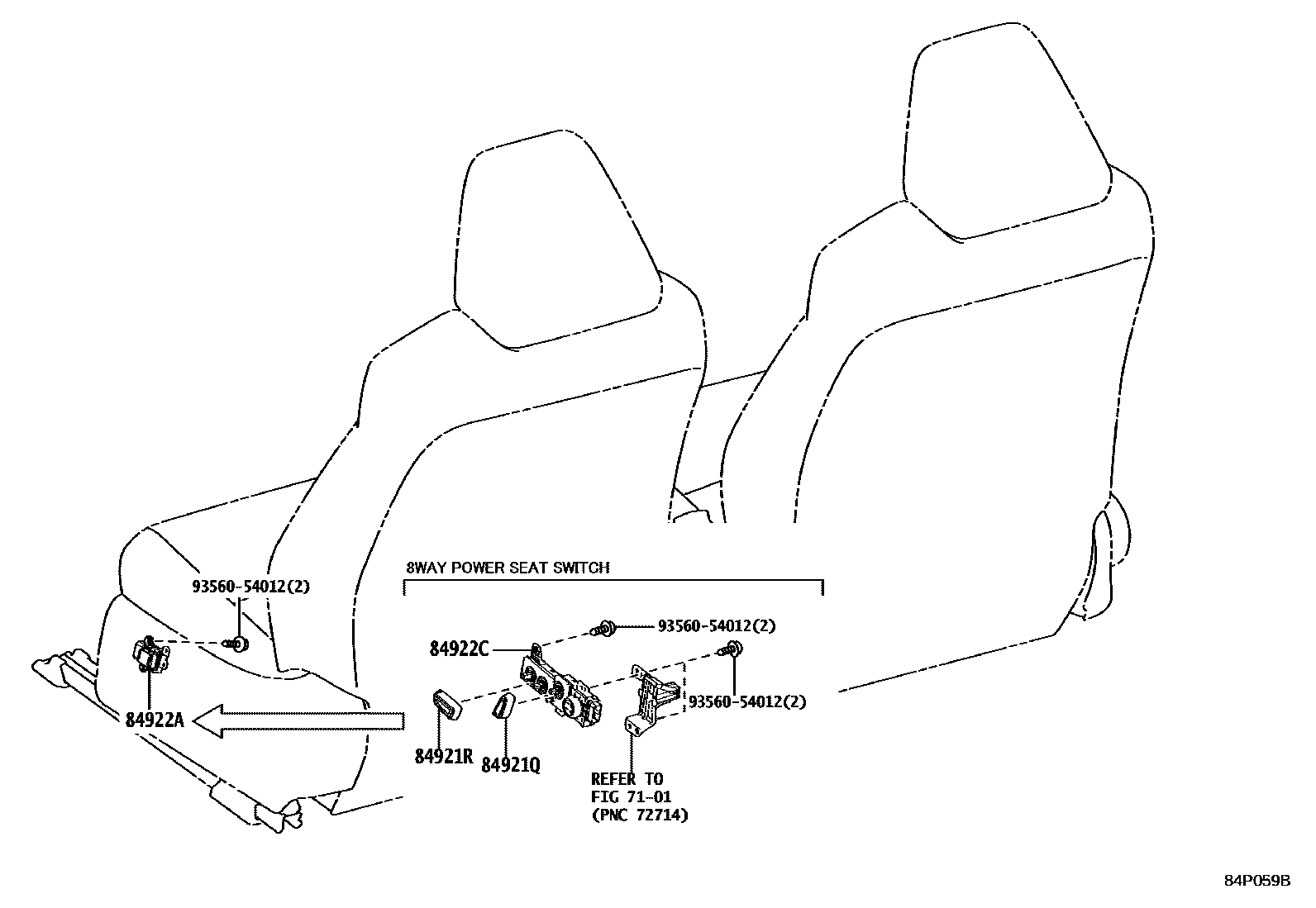 Toyota COROLLA 开关和继电器和ECU EPC diagram — 84P059B