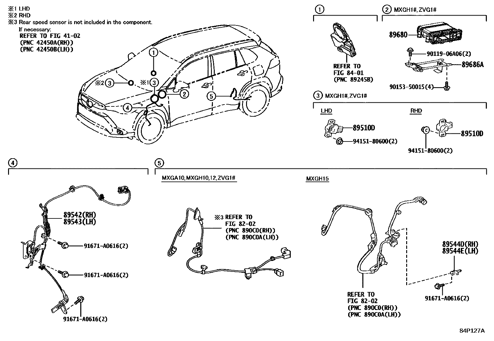 Toyota COROLLA ABS 和 VSC EPC diagram — 84P127A