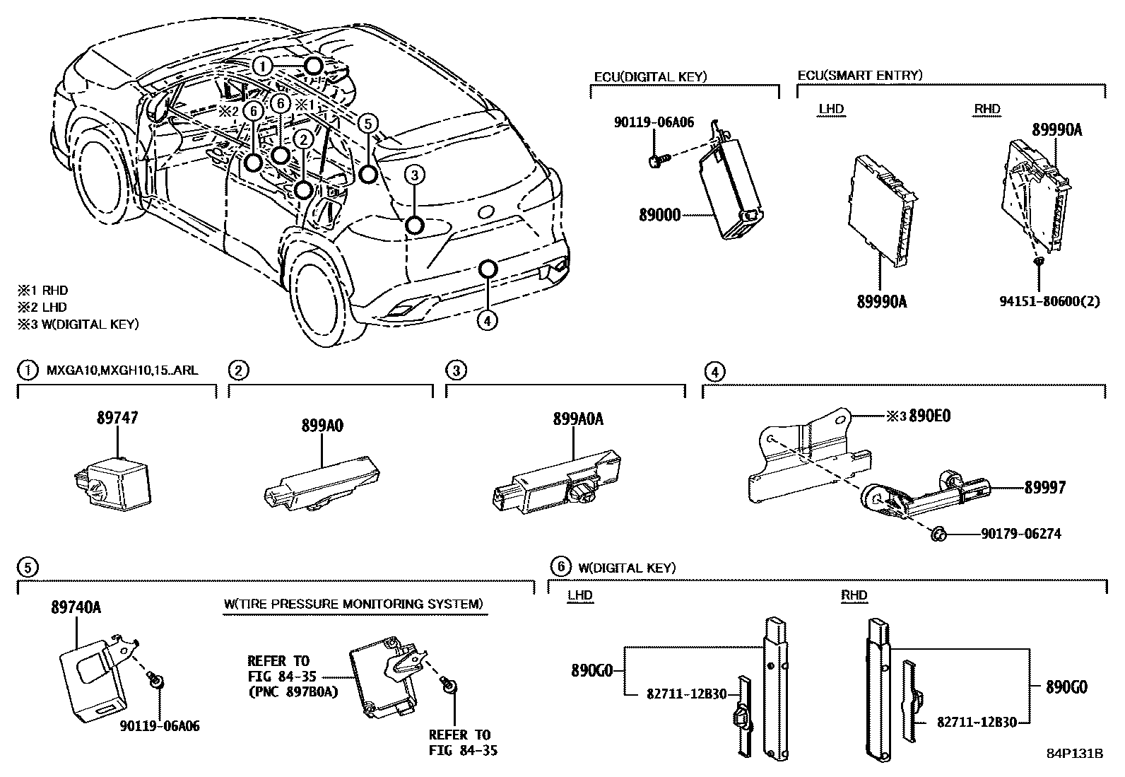 Toyota COROLLA 遥控门锁 EPC diagram — 84P131B