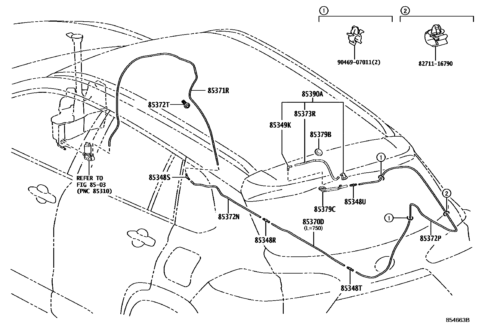 Toyota COROLLA 后清洗器 EPC diagram — 854663B