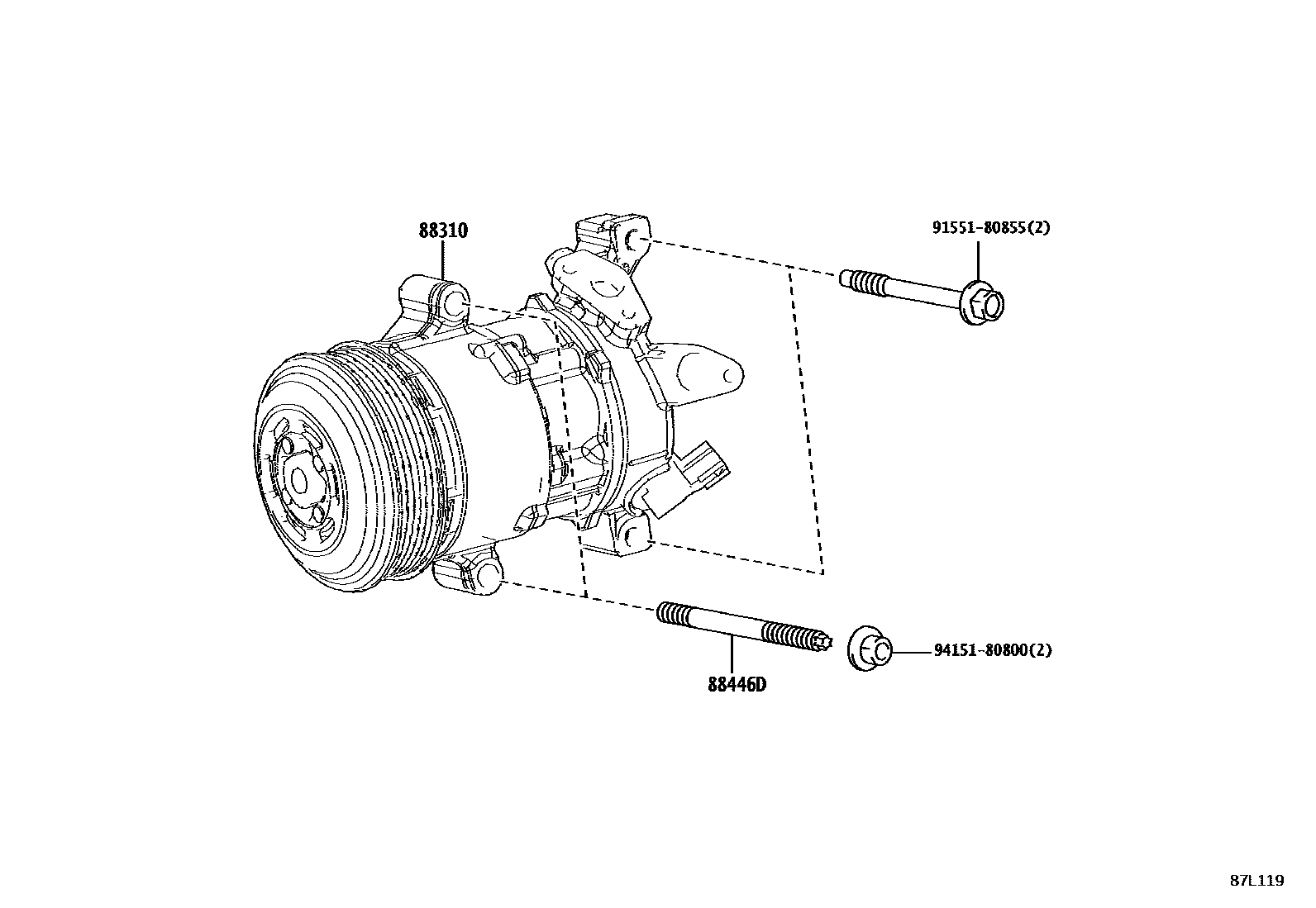 Toyota COROLLA Heating & Air Conditioning - Compressor EPC diagram — 87L119