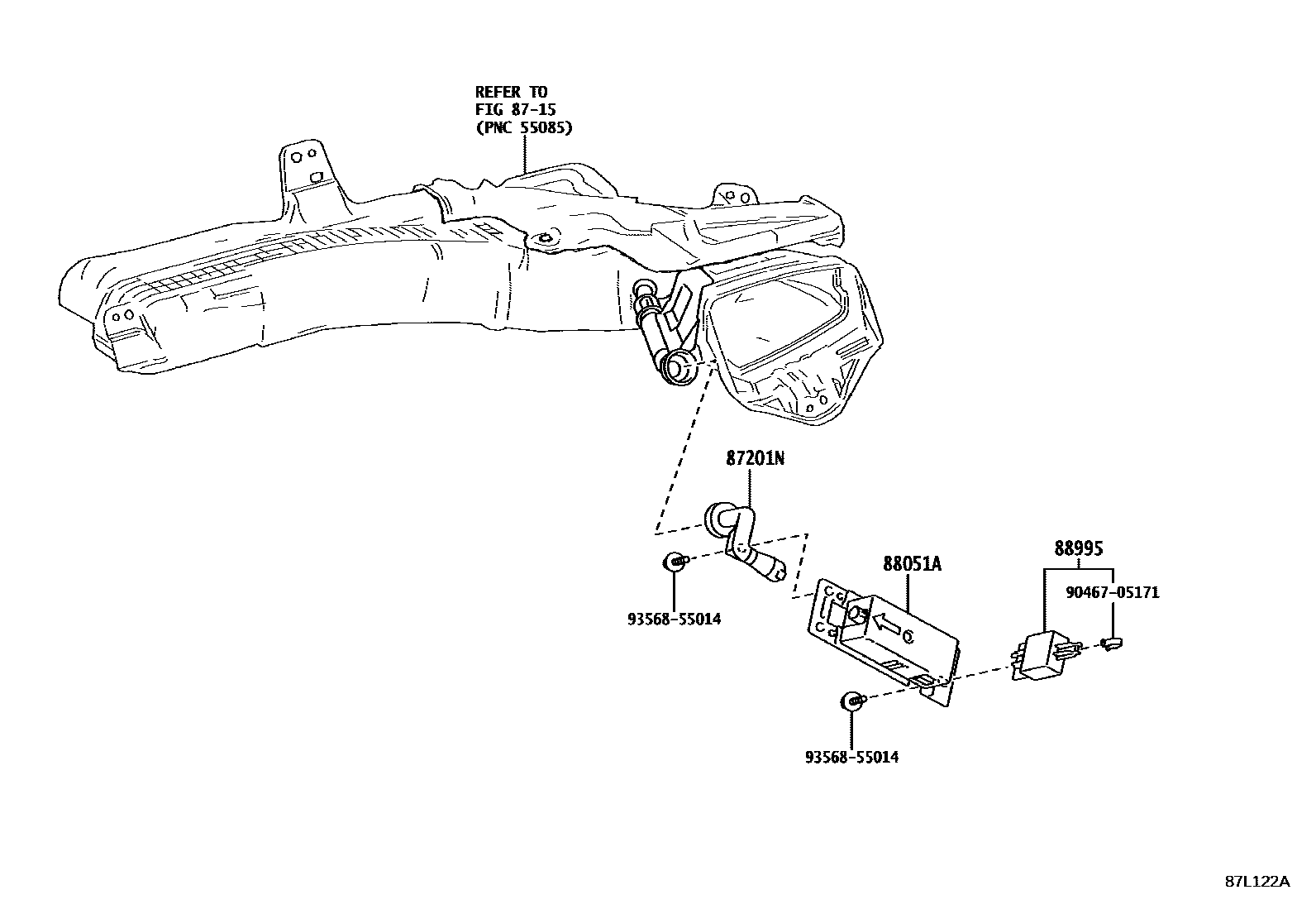 Toyota COROLLA 空气净化器或离子发生器 EPC diagram — 87L122A