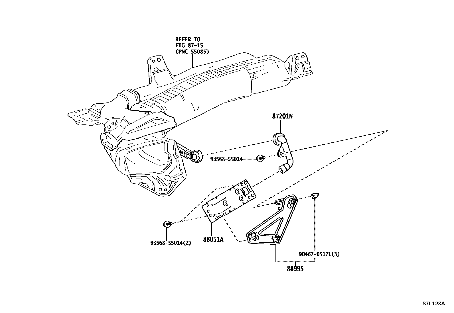Toyota COROLLA 空气净化器或离子发生器 EPC diagram — 87L123A