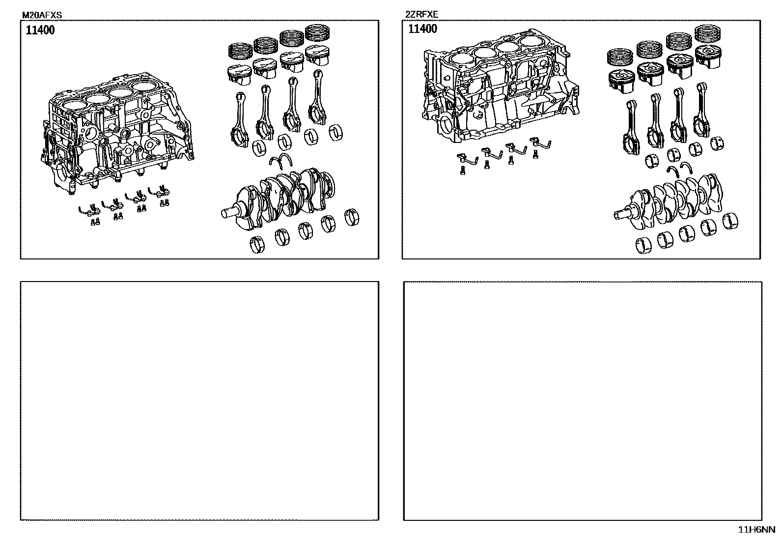 Toyota COROLLA Short Block Assembly EPC diagram — 11H6NN