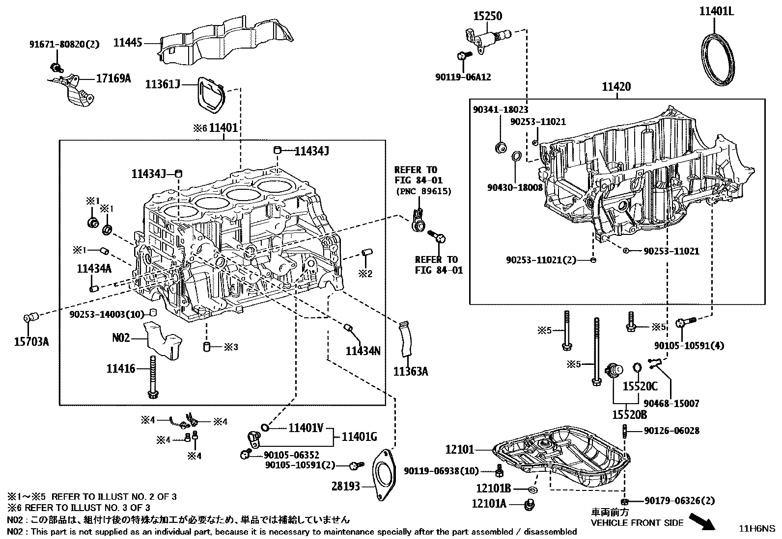 Toyota COROLLA Cylinder Block EPC diagram — 11H6NS