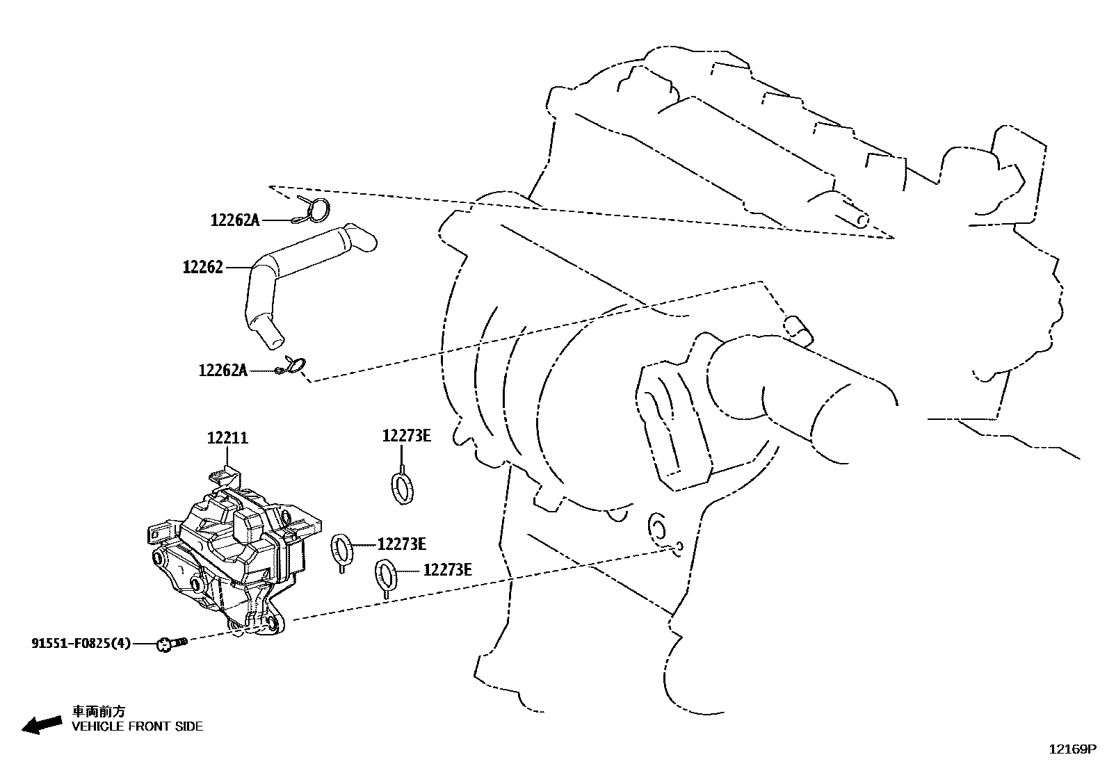 Toyota COROLLA Ventilation Hose EPC diagram — 12169P