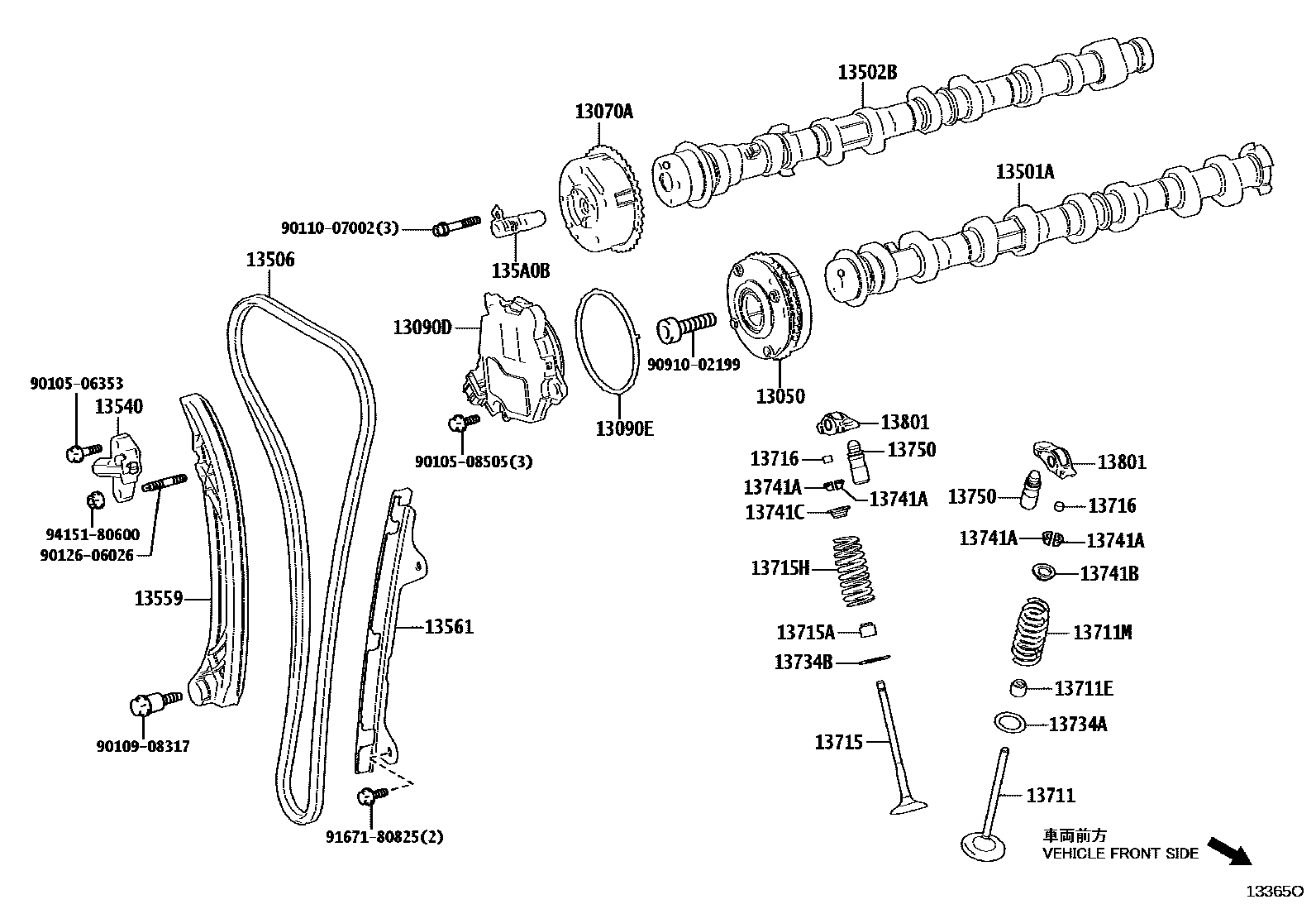 Toyota COROLLA Camshaft & Valve EPC diagram — 13365O