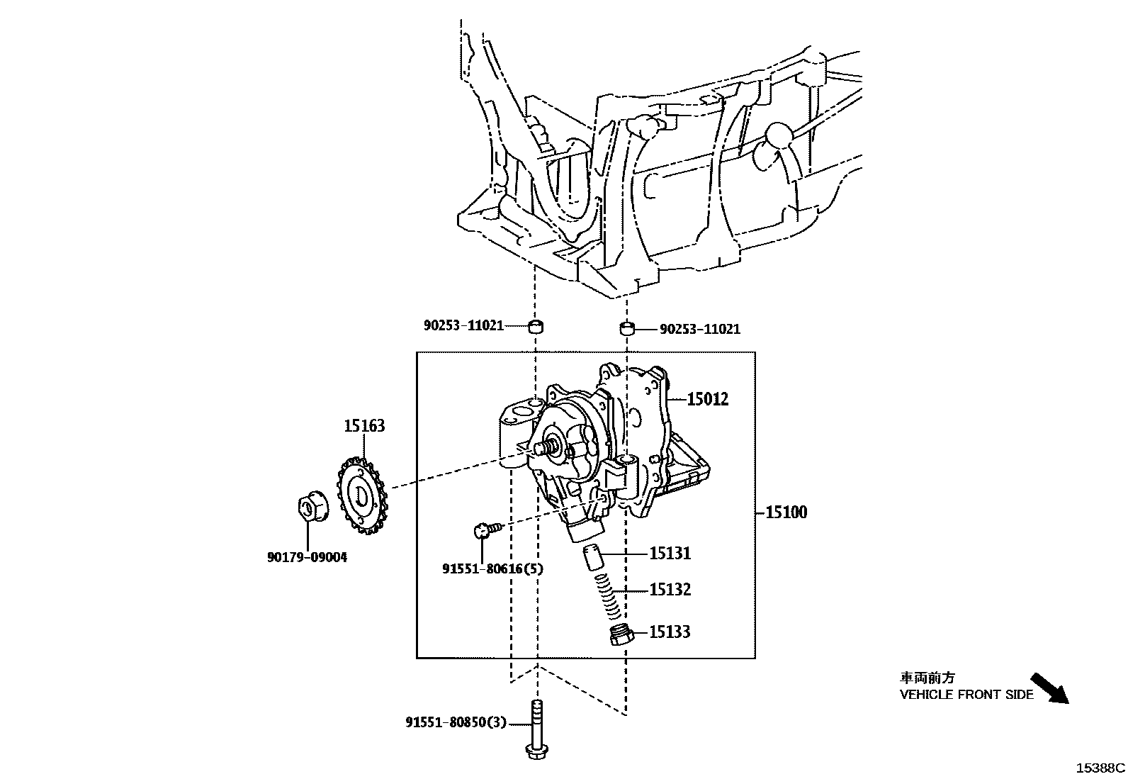 Toyota COROLLA Engine Oil Pump EPC diagram — 15388C