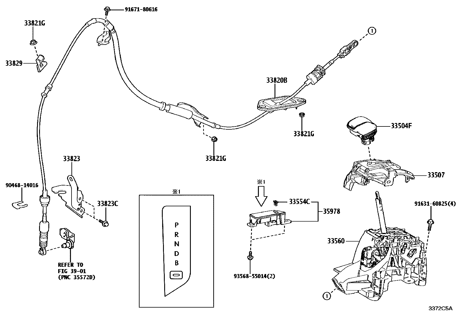 Toyota COROLLA Shift Lever & Retainer EPC diagram — 3372C5A