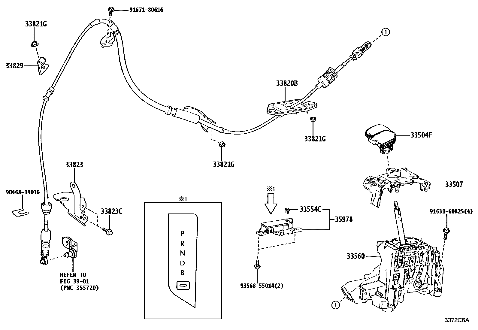 Toyota COROLLA Shift Lever & Retainer EPC diagram — 3372C6A