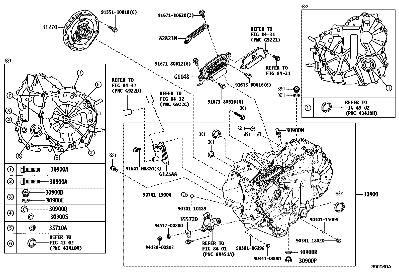 Toyota COROLLA 传动桥总成(HEV 或 BEV 或 FCEV) EPC diagram — 390980A