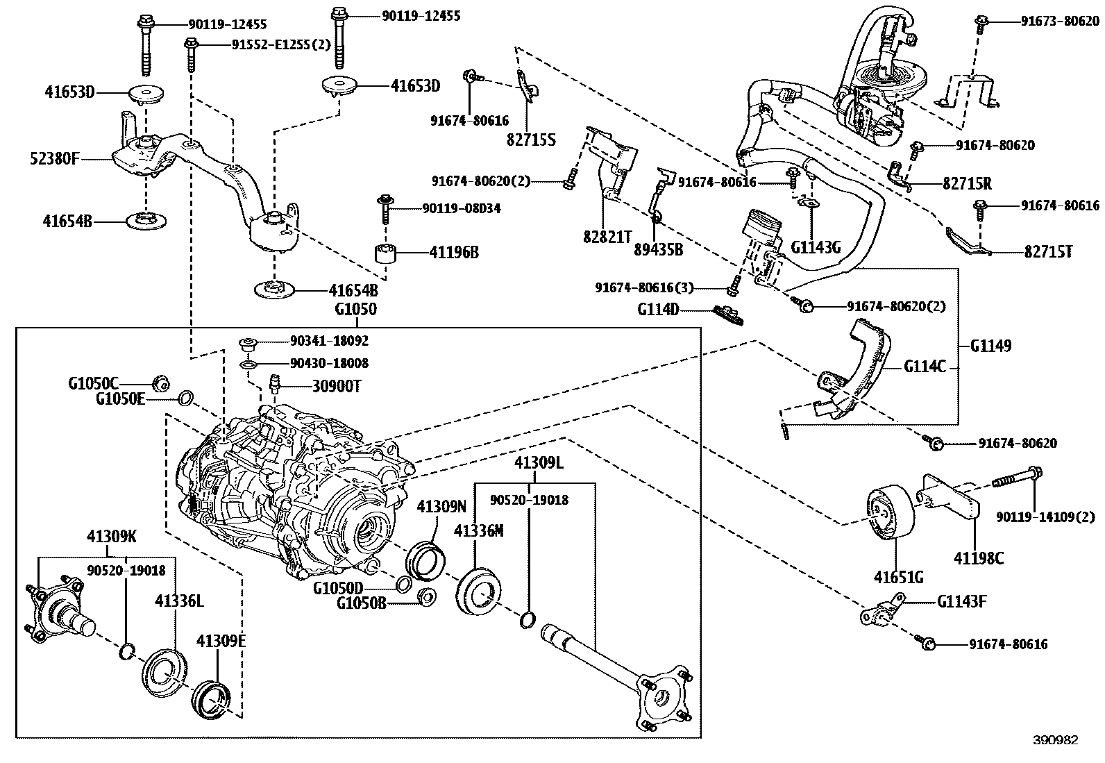 Toyota COROLLA 传动桥总成(HEV 或 BEV 或 FCEV) EPC diagram — 390982