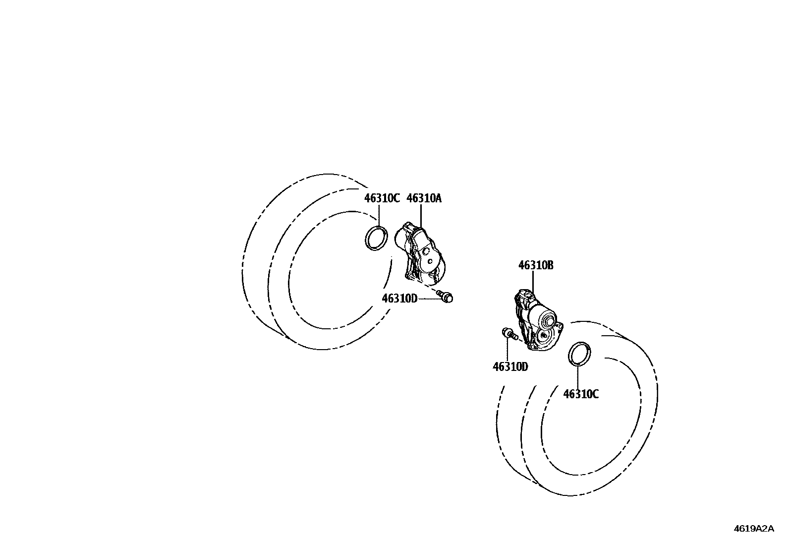 Toyota COROLLA Parking Brake & Cable EPC diagram — 4619A2A