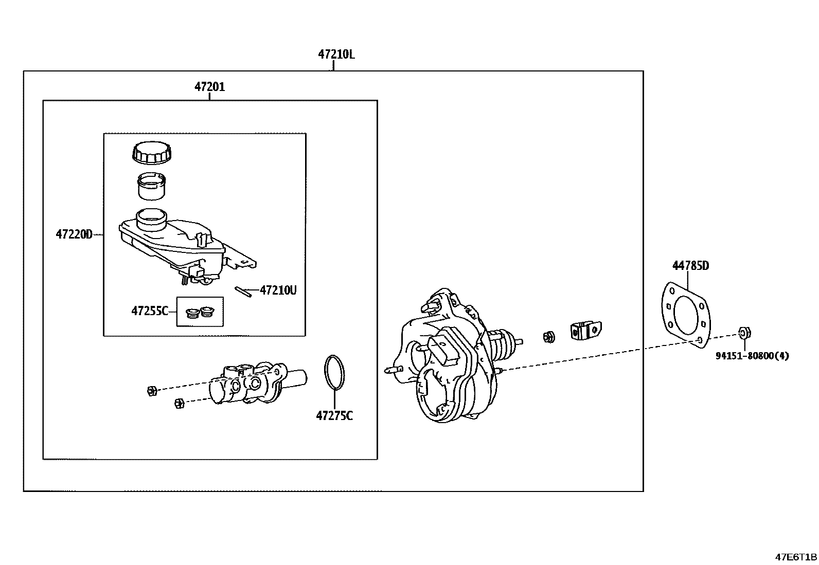 Toyota COROLLA 制动总泵 EPC diagram — 47E6T1B