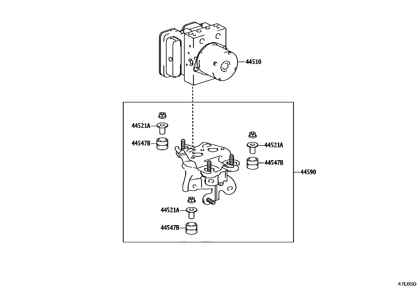 Toyota COROLLA 制动配管和卡箍 EPC diagram — 47E6S0