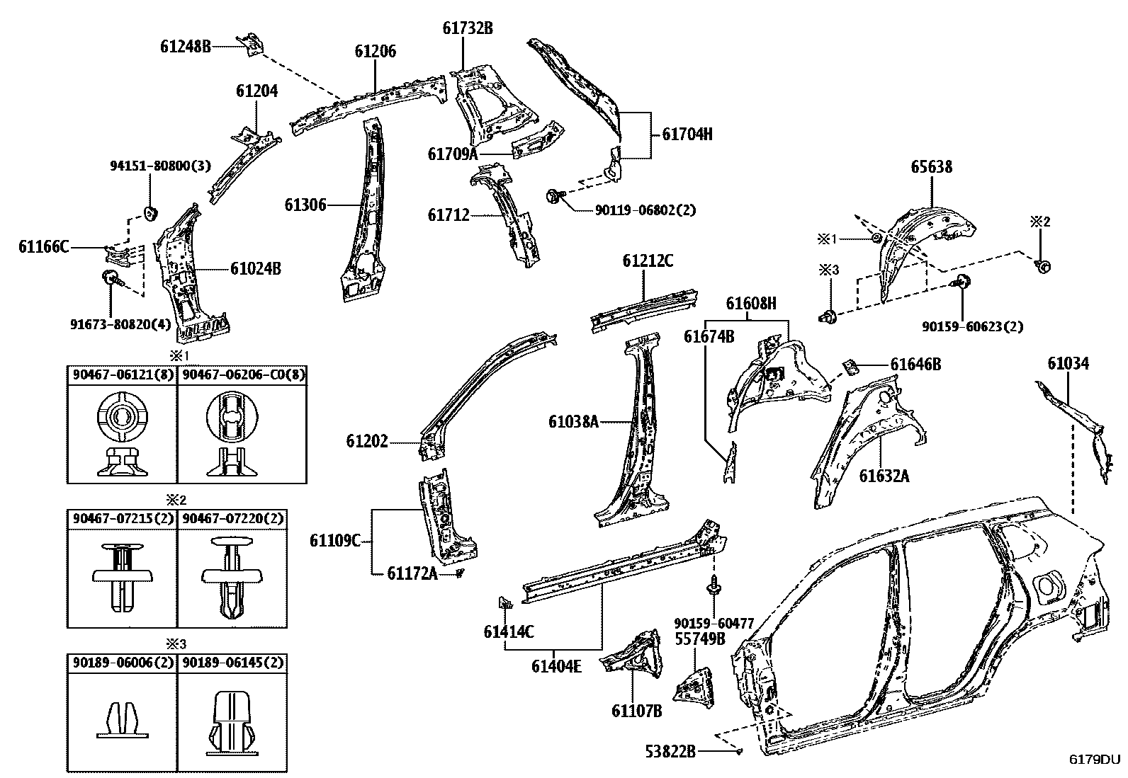 Toyota COROLLA 侧梁 EPC diagram — 6179DU