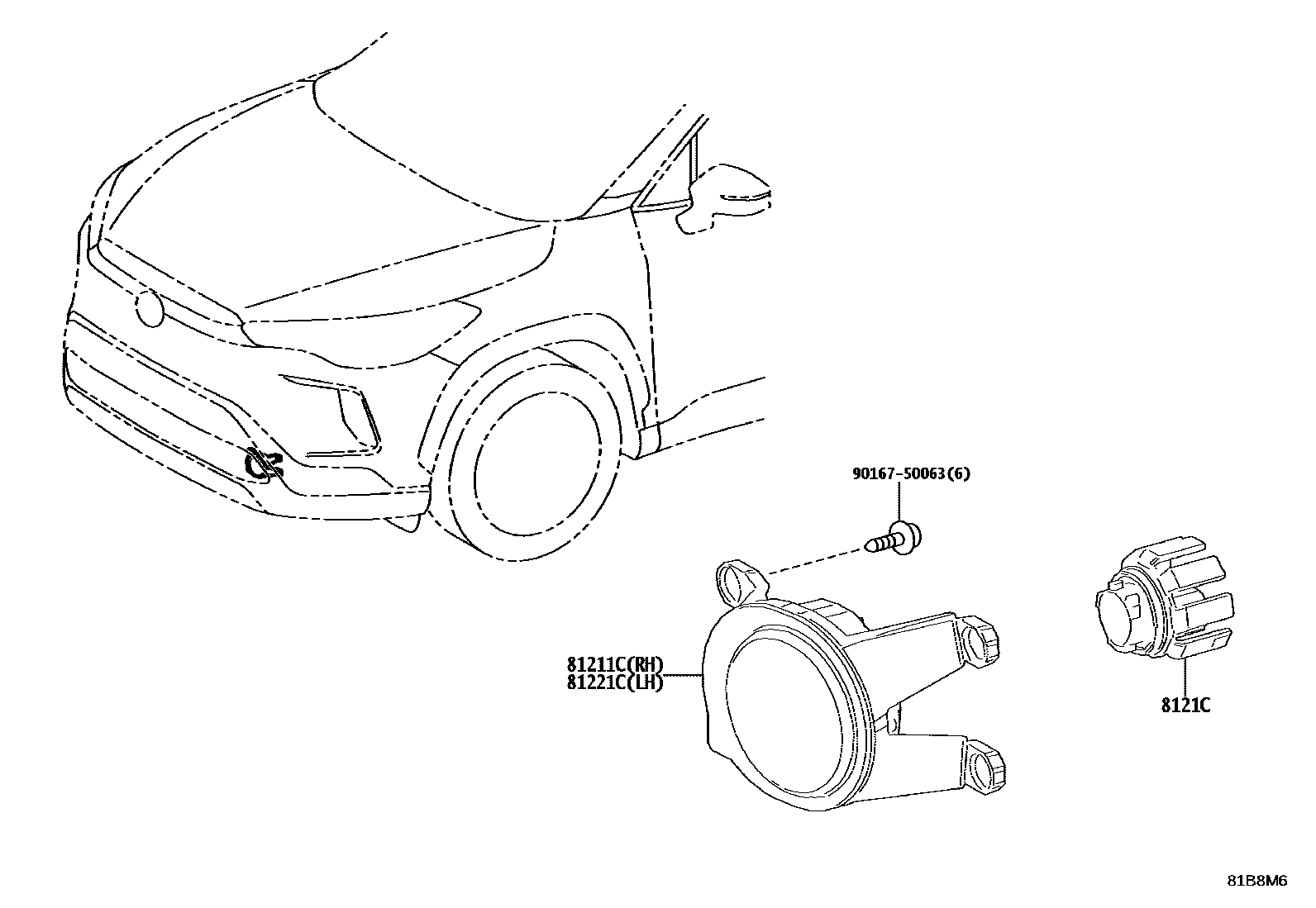 Toyota COROLLA Fog Lamp EPC diagram — 81B8M6